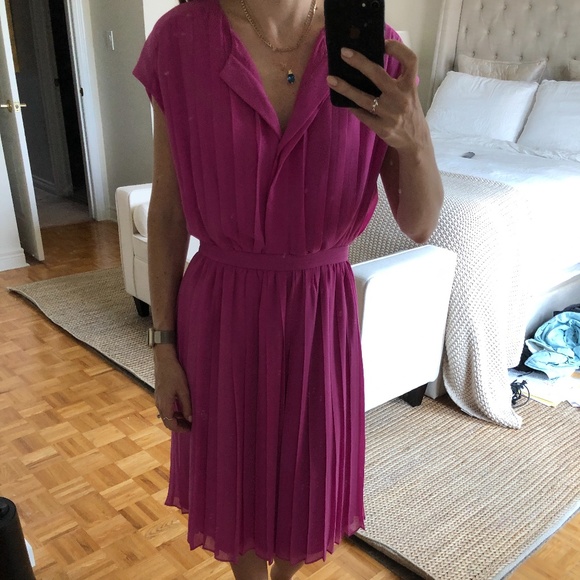 J. Crew Collection Peony Pink Pleated Dress in Size 0 - Picture 7 of 7